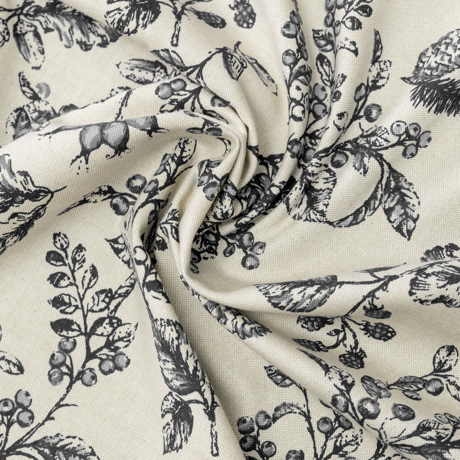 Toile Cotton Cafe Curtain, Black, 84" W x 30" L
