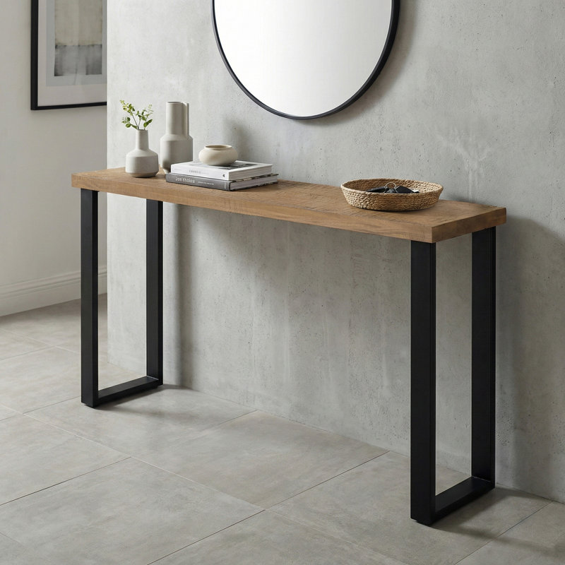 Console en bois massif patiné de 70 po Glendive, Sawn Farmhouse Natural , H 34,5 po x l 70 po x P 16 po, Naturel