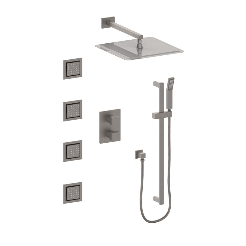Complete Shower System with Rough-in Valve, Brushed Nickel