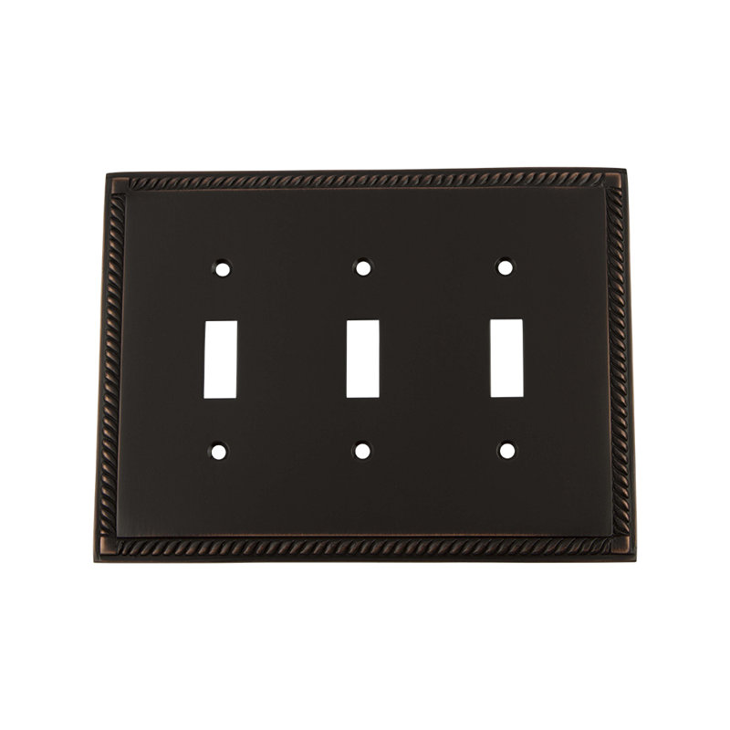 Rope 3-Gang Toggle Light Switch Wall Plate, Timeless Bronze
