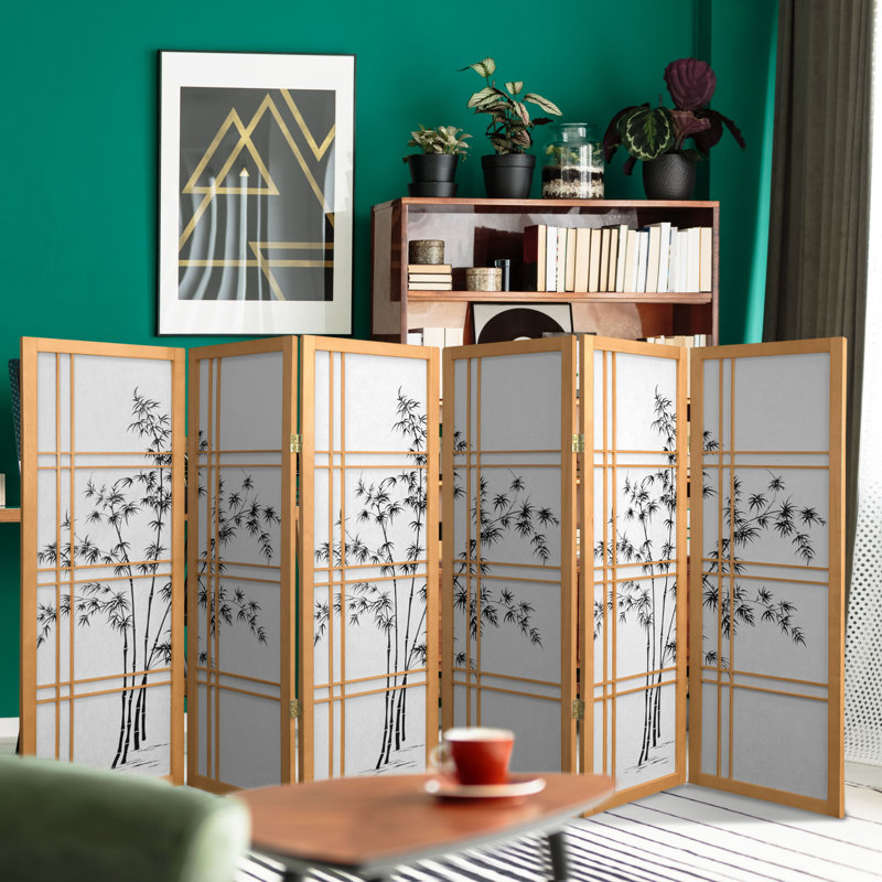 Keitez 48" H Bamboo Tree Shoji Screen, 6 Panels, Natural