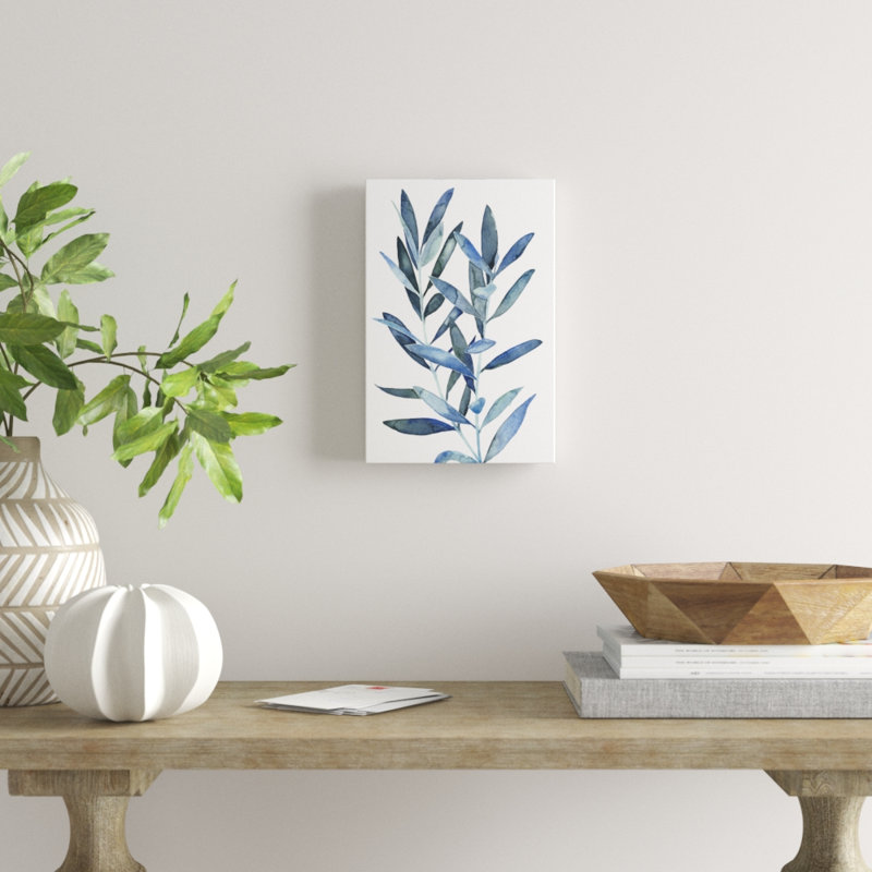 Indigo Leaves III by Megan Meagher - Wrapped Canvas Painting, 46cm H x 30cm W, Wrapped Canvas