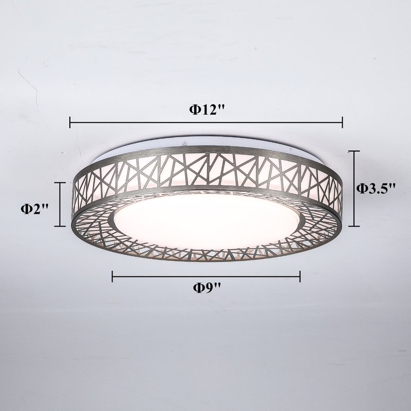 Chic Iron Bird's Nest LED Ceiling Light 5-Class Dimmble, 3.5" H x 12" W x 12" D, Brushed Nickel