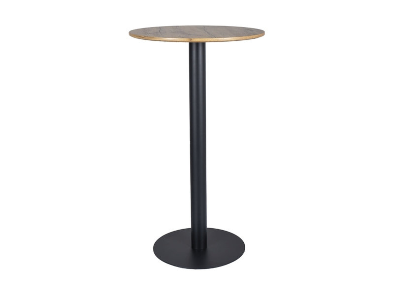 Errill Round Metal Base Dining Table, 105cmH x 60cmL x 60cmW, Oak