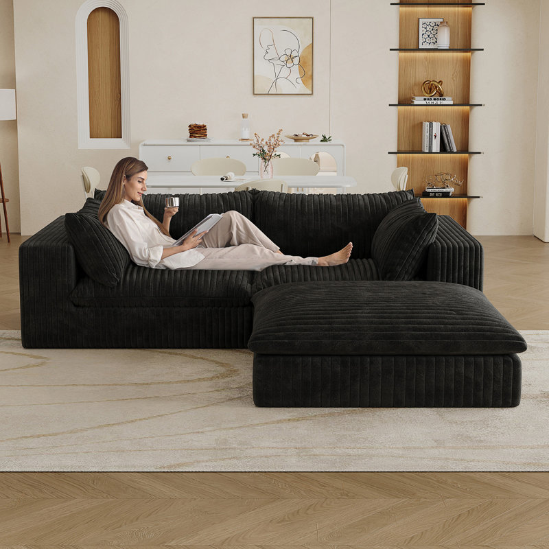 Canapé 78,8 po Cloud, coussin amovible, sans assemblage, Noir