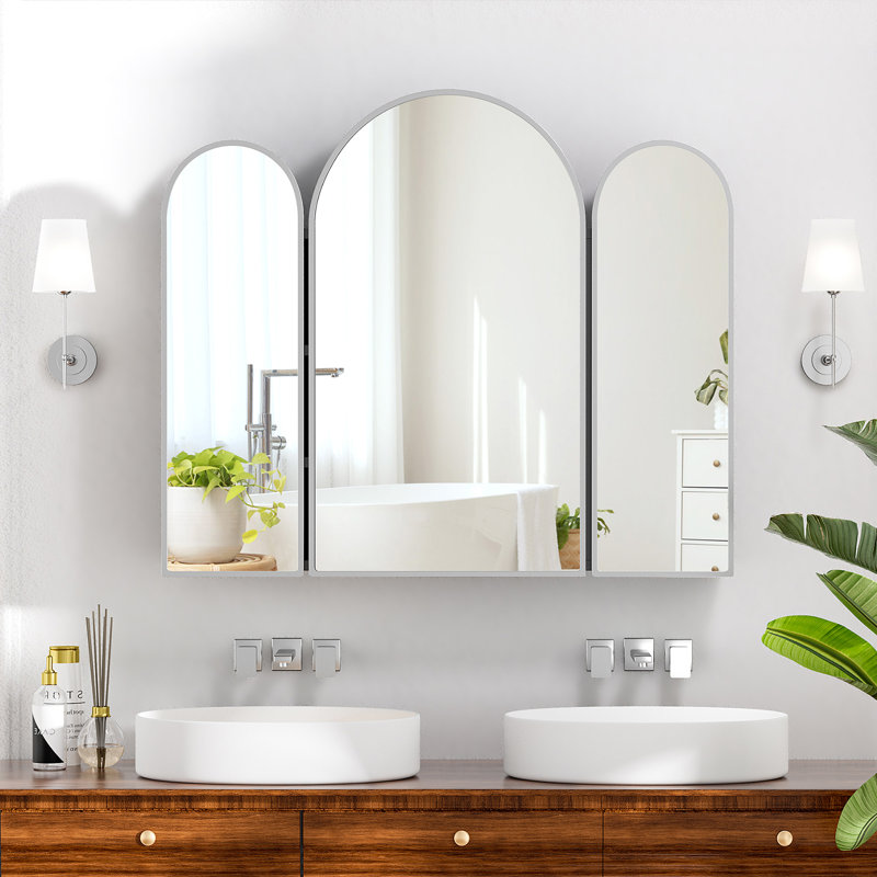 Dashaun 31.5 "W Medicine Cabinet With Triple Arched Mirror, Black