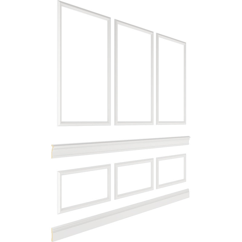 Adjustable White Polyurethane Ashford Square Panel Wainscot Kit
