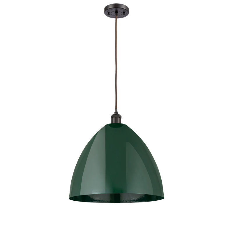 Luminaire suspendu conique 1 lumière, Vert, Bronze
