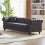 Canapé Chesterfield 3 places en tissu technique de salon avec accoudoirs roulés, boutons et 2 coussins pour un confort élégant-1566959537