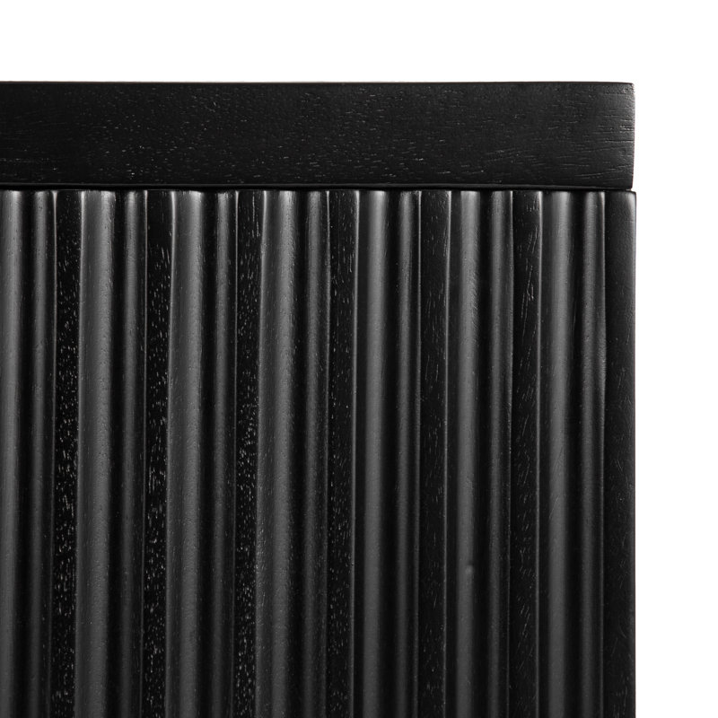 Wooden Wall Cabinet with Sliding Door, Satin Black