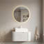 Meuble-lavabo avec lavabo rectangulaire en céramique blanche et comptoir en pierre frittée-911877696