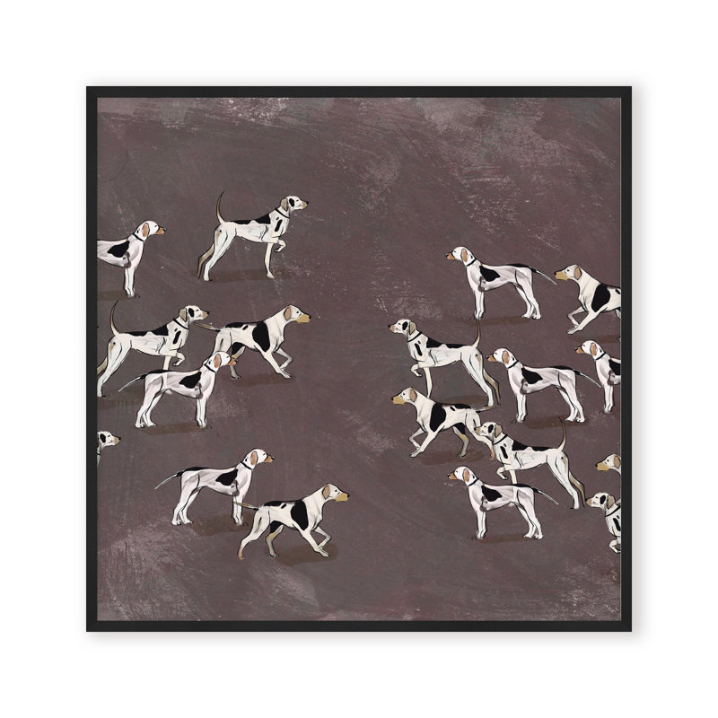 Nature Inspired Modern Ensemble: Sleek Hound Soirée, 36" H x 36" W, Framed Matted Print, Gold