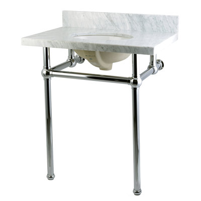 Comptoir de meuble-lavabo Templeton 30 po avec pieds en laiton Kingston (8 po, 3 trous)