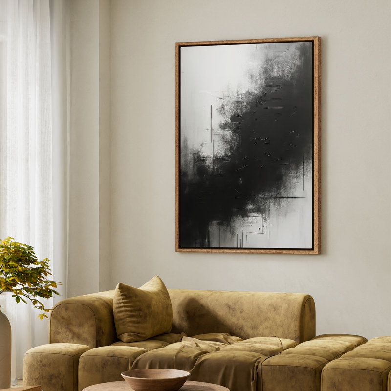 Art mural encadré sur toile - impressions murales abstraites noires pour chambre à coucher - 24 po x 16 po, H 24 po x l 16 po