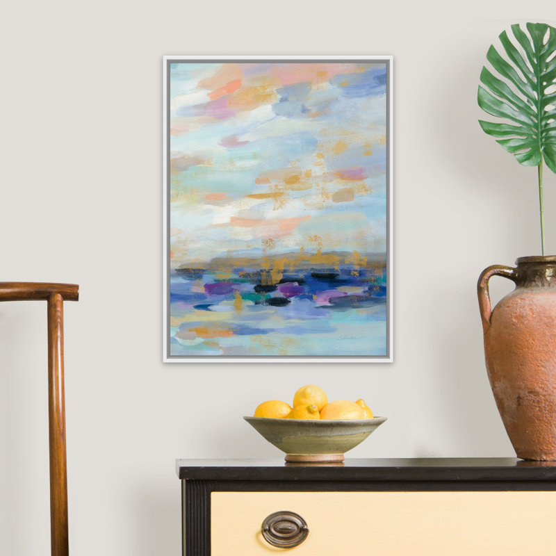 Golden Sunrise III - reproduction sur toile, H 26 po x l 20 po x P 1,75 po, Cadre flottant blanc