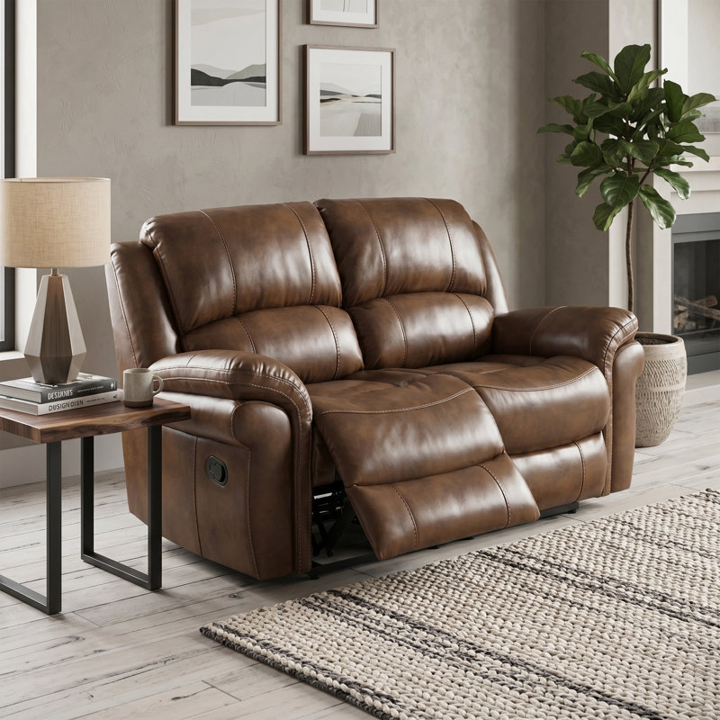 Arles 2 Seater Reclining Loveseat, Tan, Manual