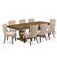 L'ensemble de salle à manger 5 pièces Mid Century comprend une table de salle à manger moderne et 4 chaises modernes en tissu de lin brun clair avec dossier capitonné - Finition noyer antique-724120404-719475441-724120400