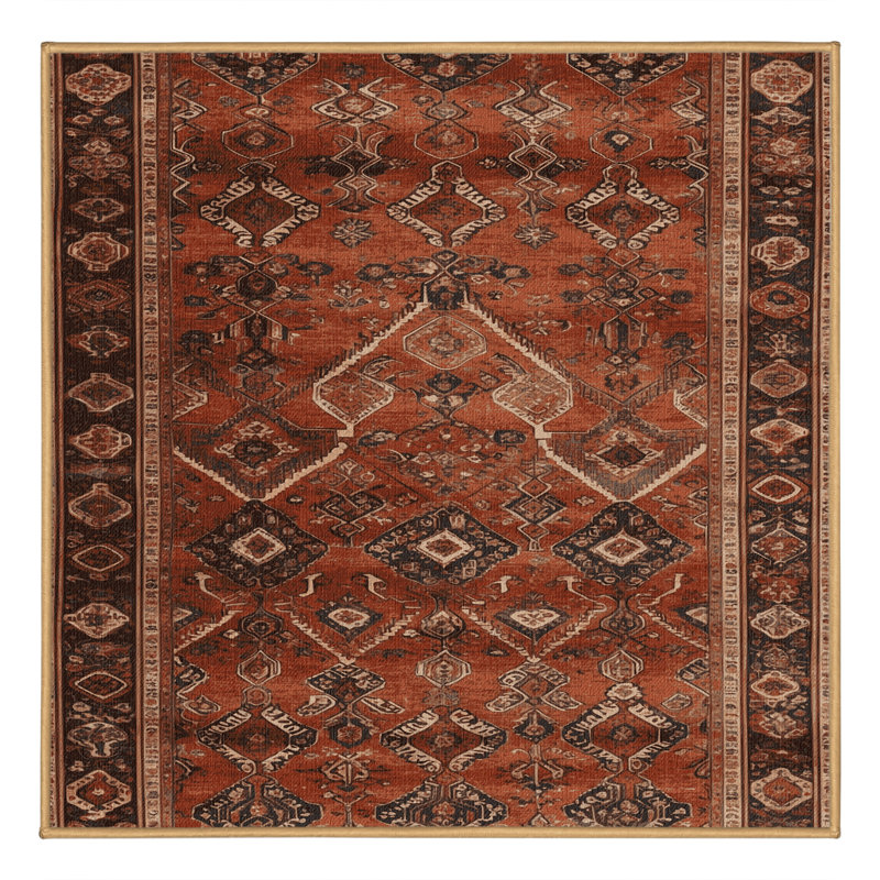 Tapis brun lavable à la machine, Carré 6 pi