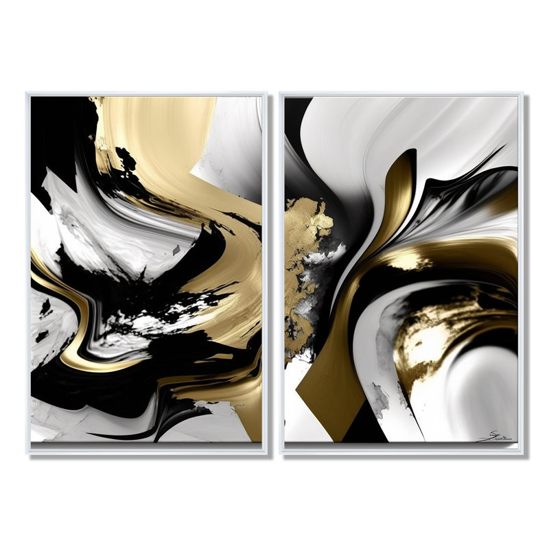 Nealon - art mural moderne sur toile, H 36 po x l 48 po, Impression encadrée flottante, Blanc