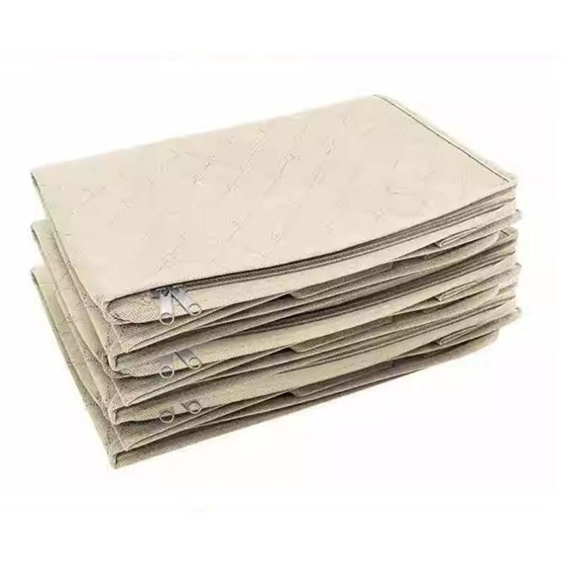 Ensemble de 3 sacs de rangement pour vêtements pliables avec fermeture à glissière, organisateurs de placard non tissés, boîte de rangement sous le lit, 14 x 8 x 6,4 po