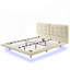 Structure de lit flottante rembourrée avec lumières DEL, plateforme en cuir pu, tête de lit capitonnée, assemblage facile-932122246