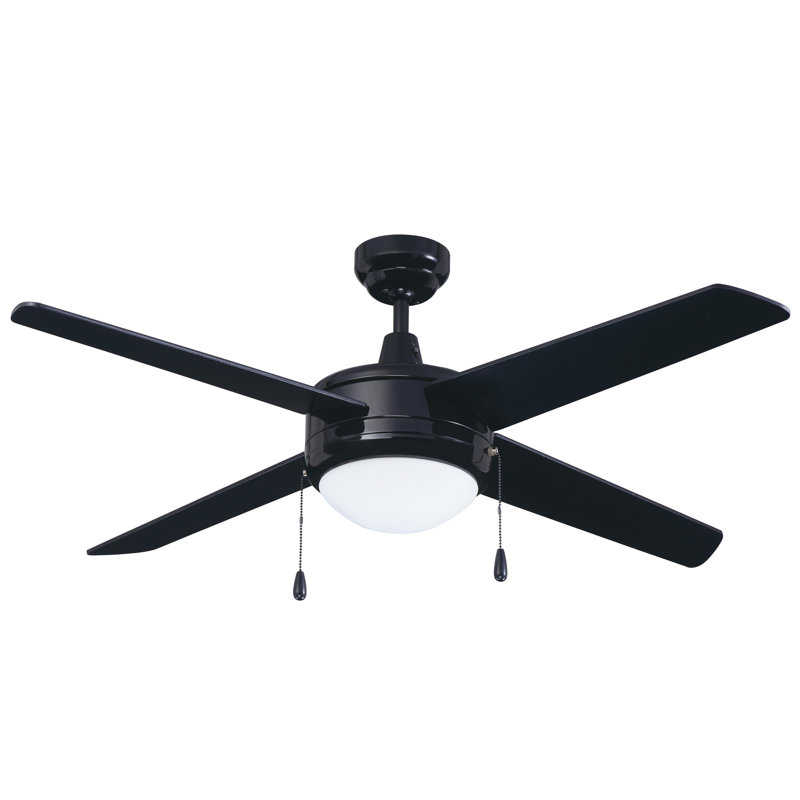 Razo 50" 4-Blade Indoor Ceiling Fan, Black, Black