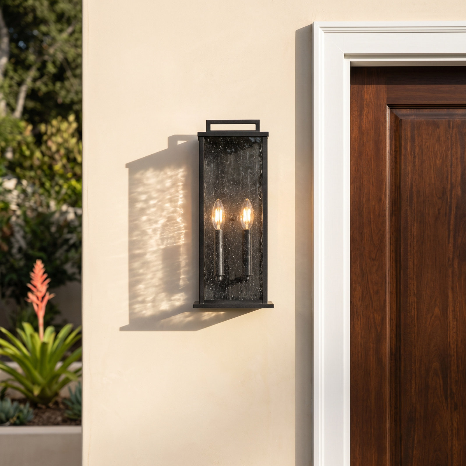 Highland Dunes 2-Light Hammered Glass Outdoor Sconce