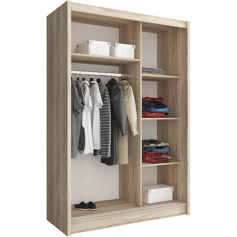 Borneo 2 Door Manufactured Wood Wardrobe, White, 200cm H x 130cm W x 62cm D