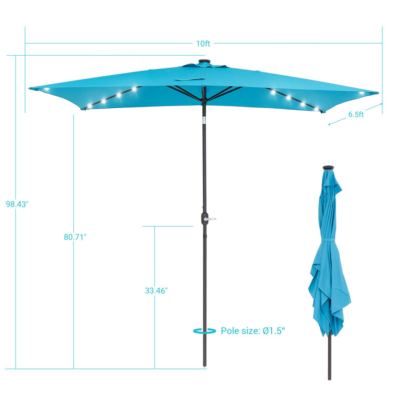 Parasol de marché rectangulaire 120 po x 78 po Kanila, Lac bleu