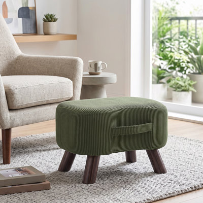 Vintage Corduroy Stool Footstool with Handle