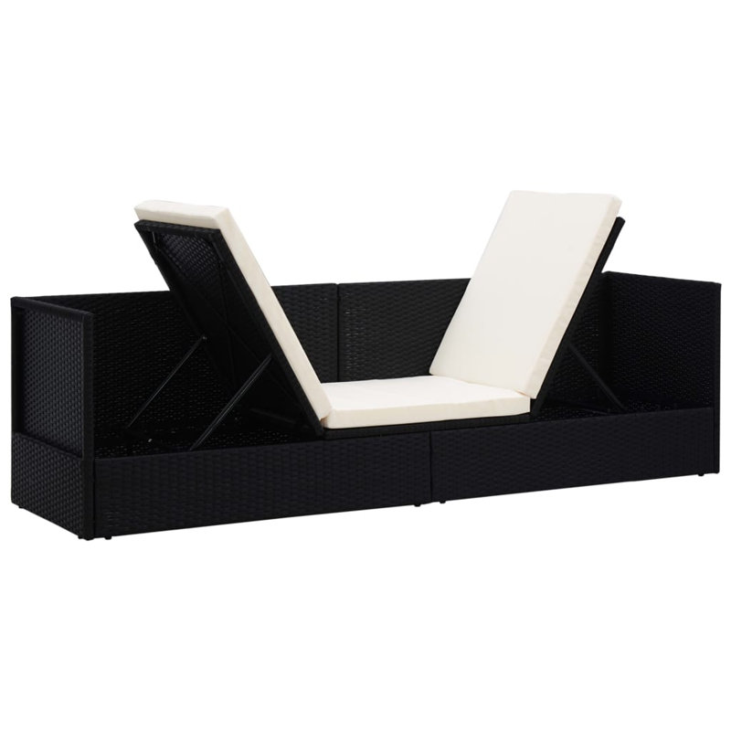 Desberg 78.7" Wide Rectangle Patio Daybed with Cushions, Black