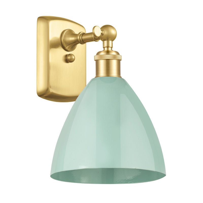 Steel Armed Sconce, Seafoam, Satin Gold