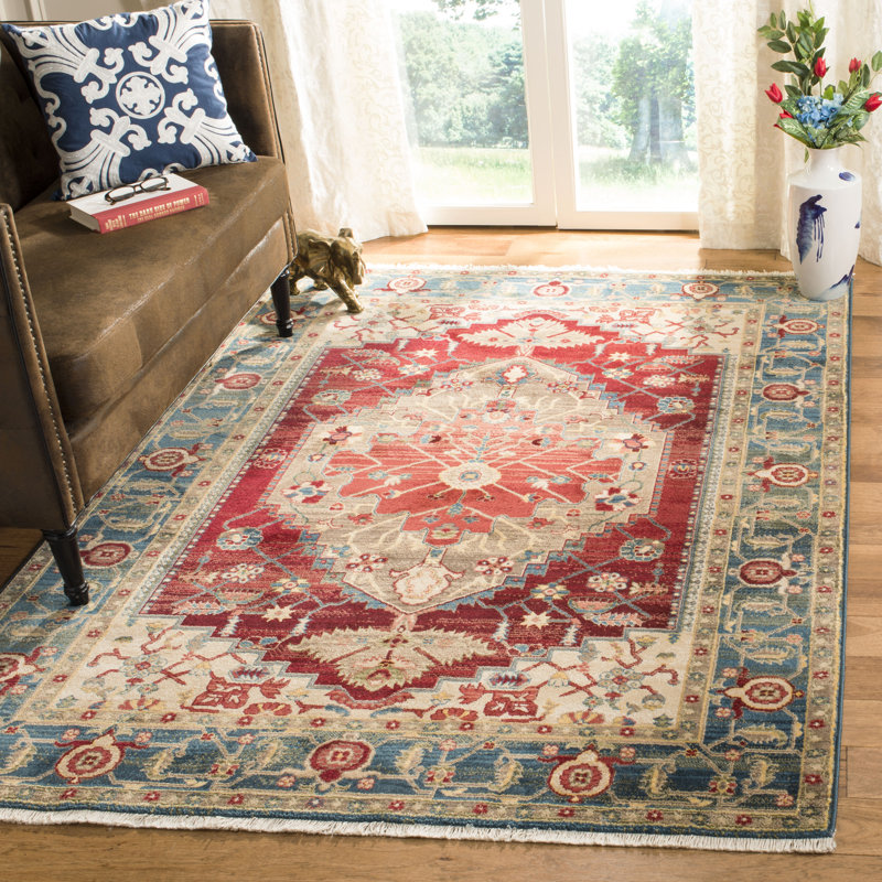 Tapis oriental performance Bisen, Rectangulaire 8 pi x 10 pi, Blue/Red