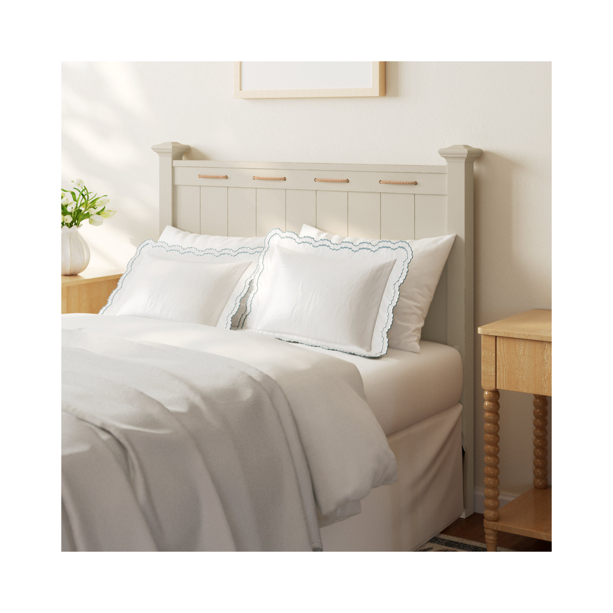 Aenwood Panel Headboard, Full, Pebble White