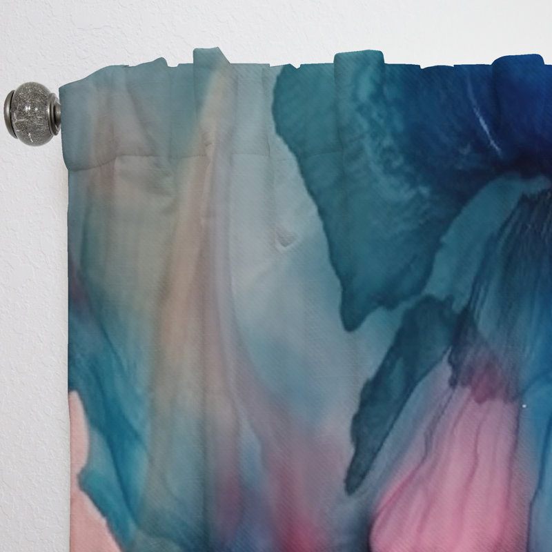 Blue And Pink Watercolor Mix - Abstract Velvet Curtain - 1 Panel, 52" W x 95" L