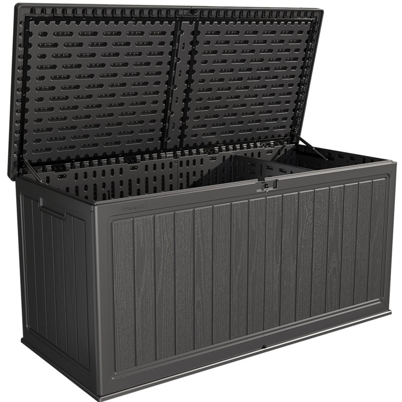 260 Gallons Water Resistant Resin Lockable Deck Box, Black
