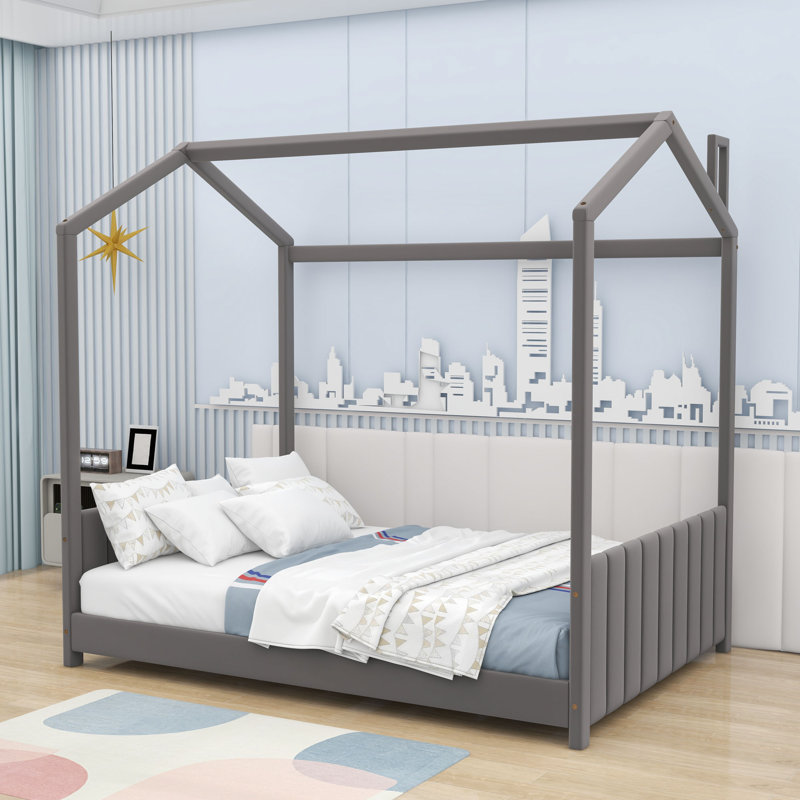 Lit en bois Molucca, Double, gris