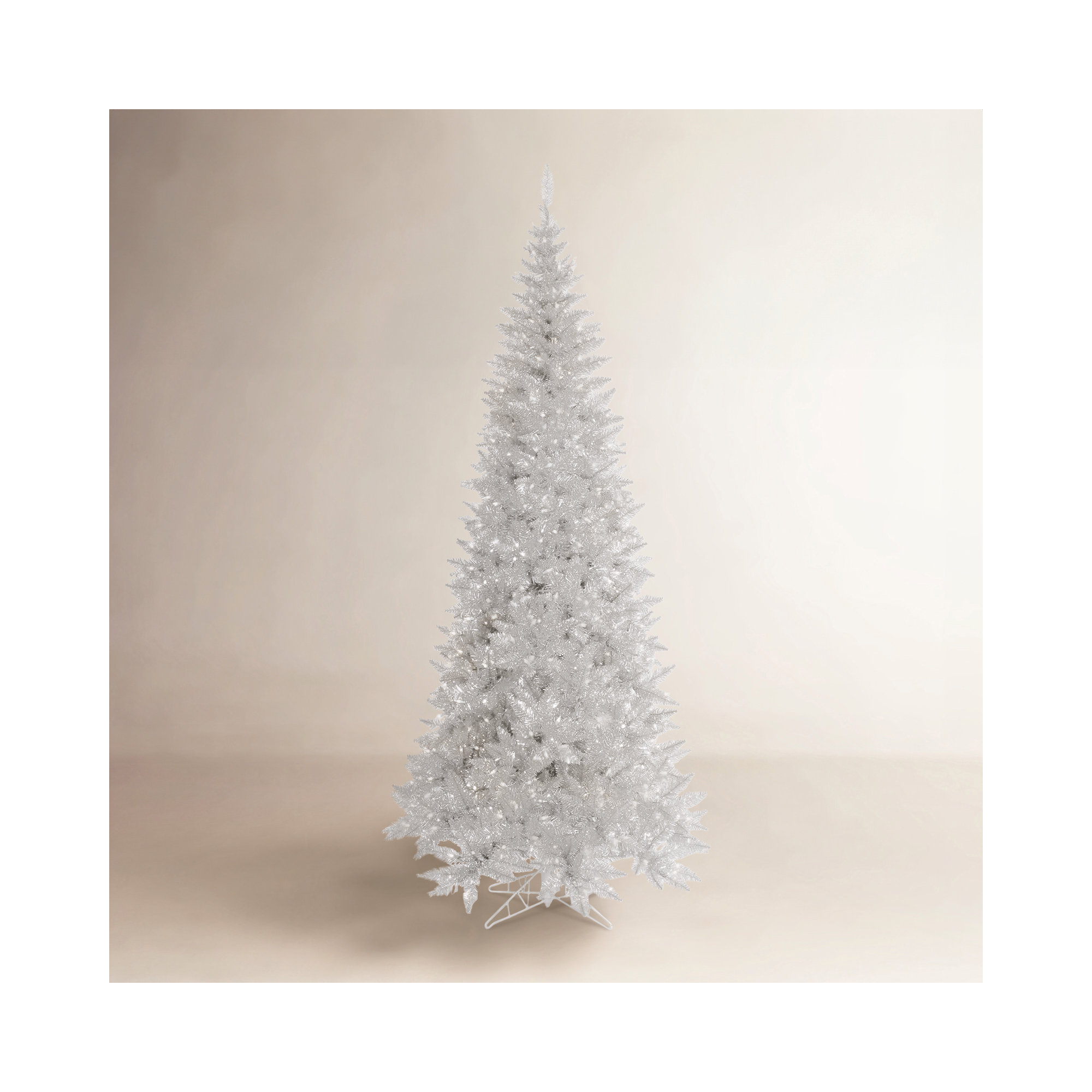 Silver Tinsel Fir Slim Artificial Christmas Tree, 6.5'