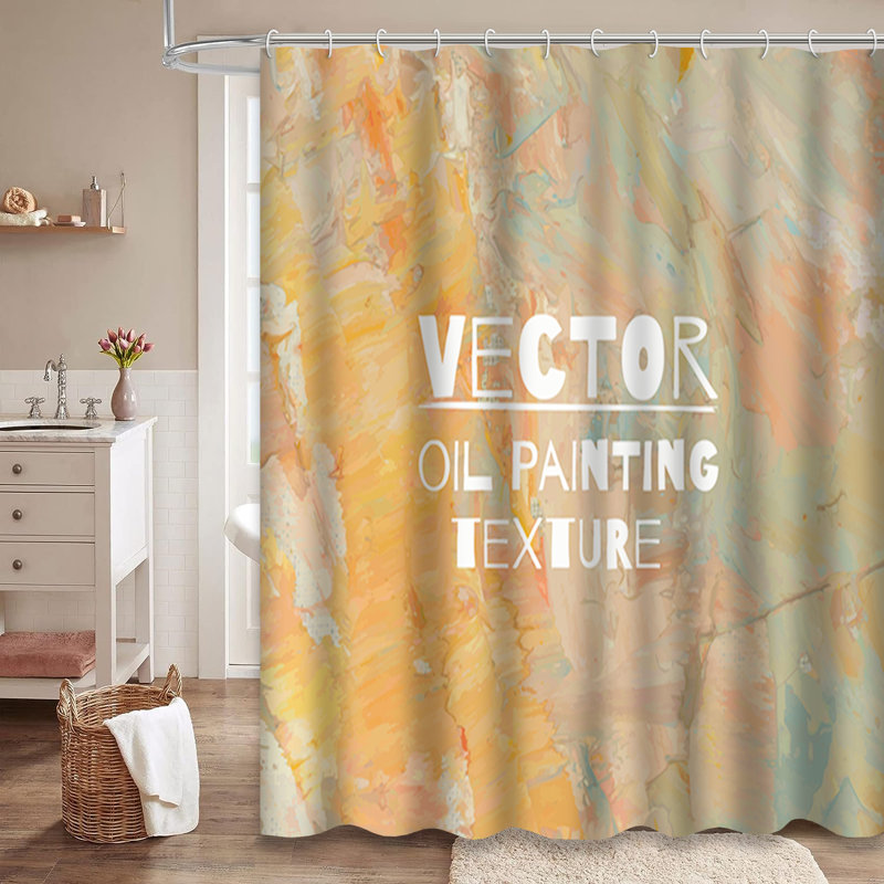 Rideau de douche artistique abstrait bleu vif avec 12 crochets, L 72 po x l 78 po
