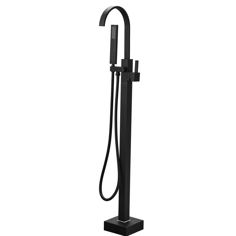 Robinet de baignoire à un trou avec douche à main - Finition flexible noir mat, Noir mat