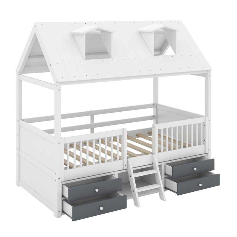 Lit simple en bois, Blanc