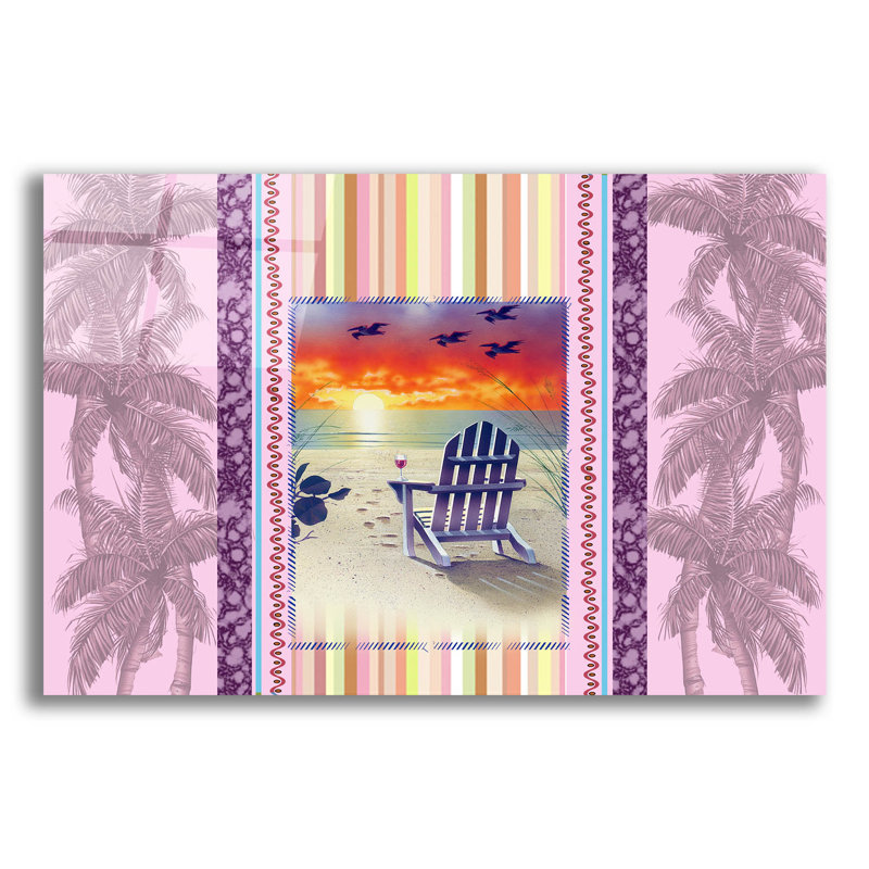 «Sunset Chair Palm» par James Mazzotta, art mural en verre acrylique, H 16 po x l 24 po x P 0,2 po