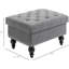 Rangement en lin gris de 25 po avec boutons et couvercle amovible, banc de repose-pieds de salon, banc à garniture cloutée avec pieds en bois