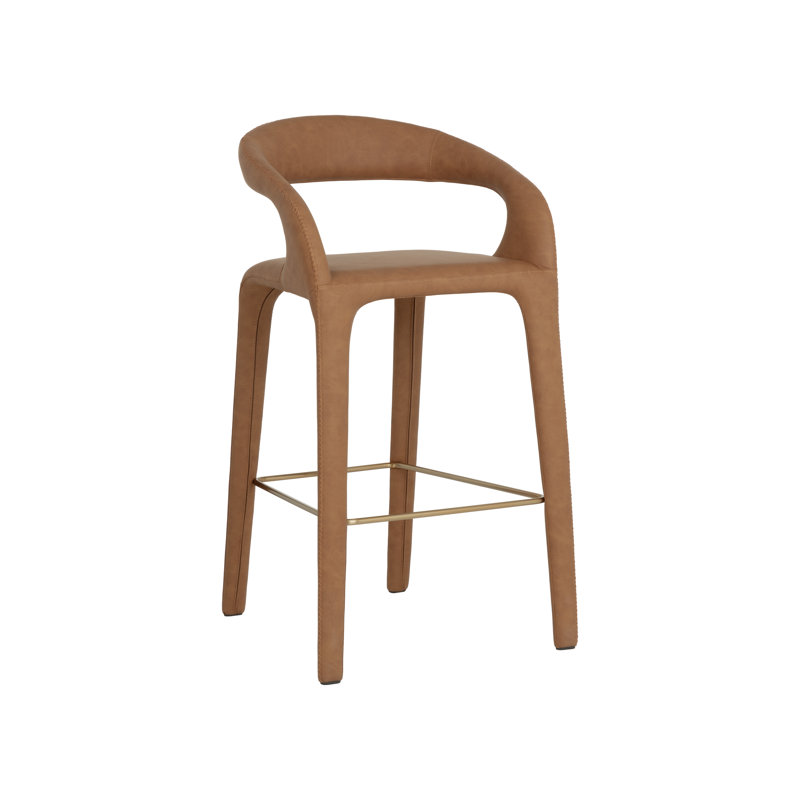 Atika Upholstered Bar Stool, Milliken Cognac, Bar Stool (29.75" Seat Height)