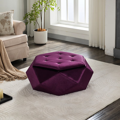 Repose-pieds en velours mauve à motif de losanges multicolores et confortable pour le vestibule, l 34 po x l 30,5 po x H 13,5 po, pièces spacieuses
