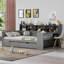 Lit de jour pleine grandeur gris avec rangement et bureau