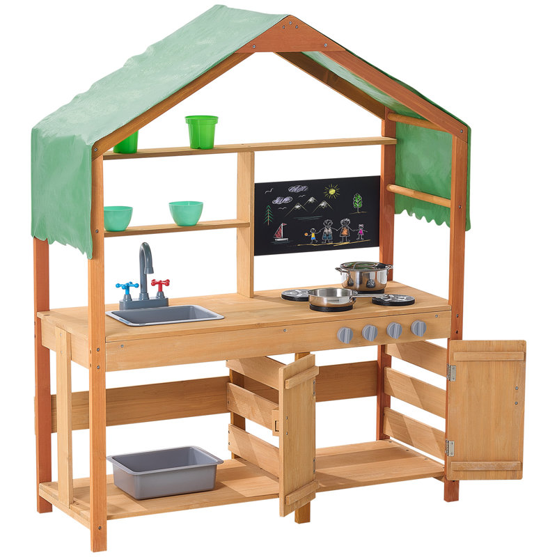 Magnolia Outdoor Wooden Mud Kitchen with Canopy, Sink & Accessories