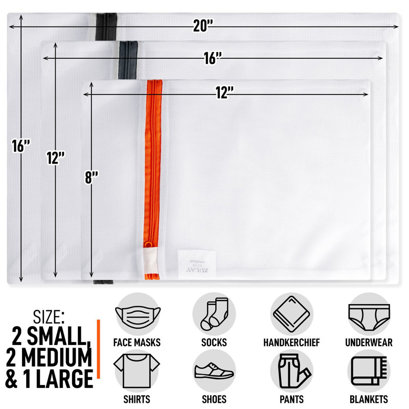 Zulay Home 5 Pack Mesh Laundry Bags for Delicates - Reusable Mesh Laundry Bags 5 Pack Mix 2