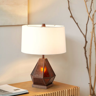 Artifact Natural Mica Table Lamp with Nightlight - 22", Gunmetal, Charcoal Gray, 4-way rotary switch