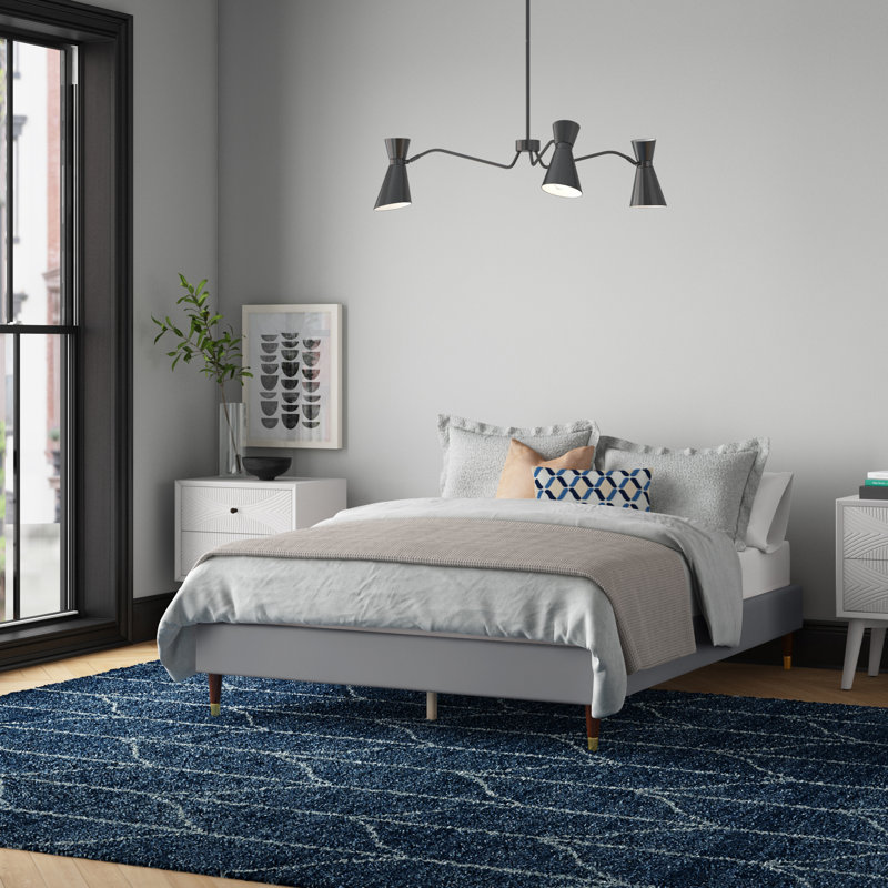 Laquentin Upholstered Platform Bed, Queen, Charcoal Gray